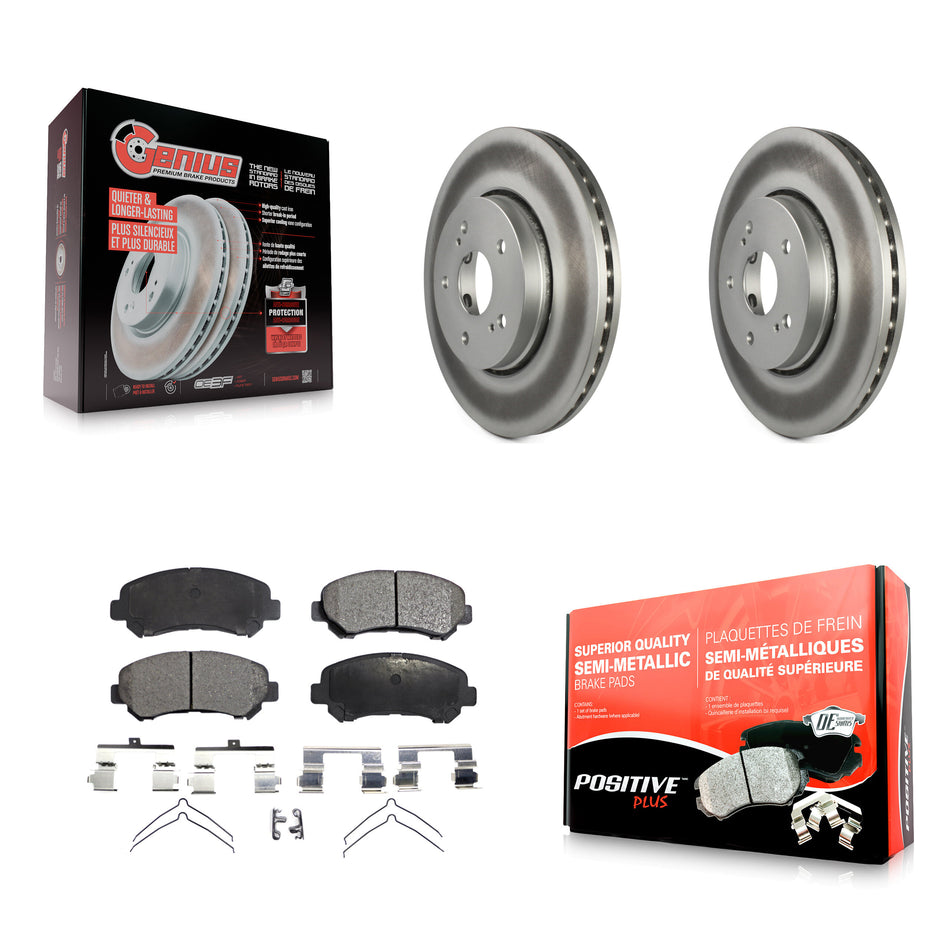 Front Coated Disc Brake Rotors And Semi-Metallic Pads Kit For 2010-2013 Suzuki Kizashi KGF-100440