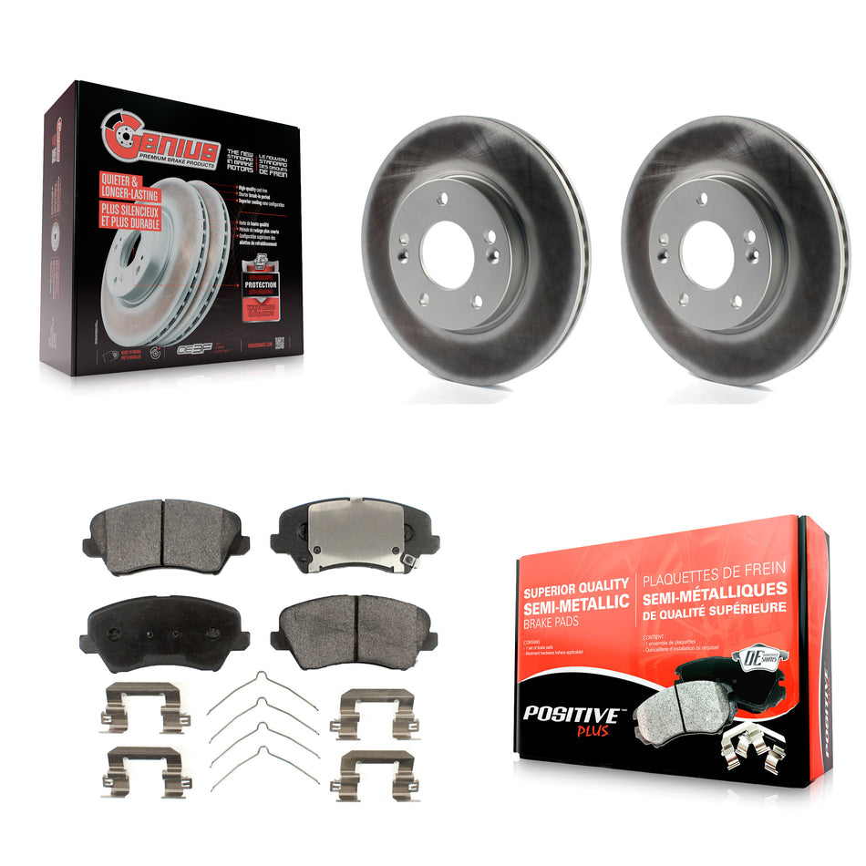 Front Coated Disc Brake Rotors And Semi-Metallic Pads Kit For Kia Forte Hyundai Veloster Elantra GT Forte5 Koup KGF-100448