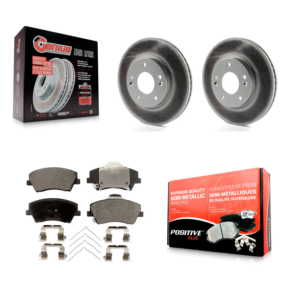 Front Coated Disc Brake Rotors And Semi-Metallic Pads Kit For Hyundai Elantra KGF-100449