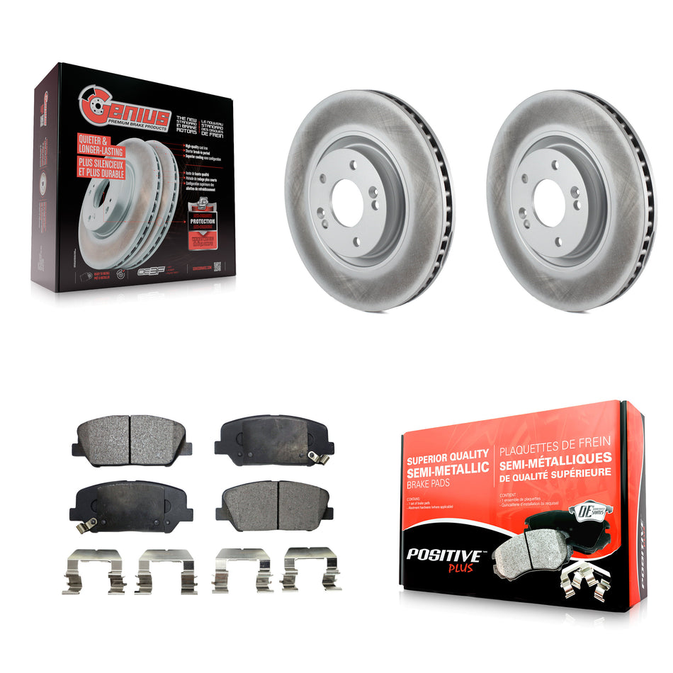 Front Coated Disc Brake Rotors And Semi-Metallic Pads Kit For 2011-2015 Kia Optima 2.0L KGF-100451