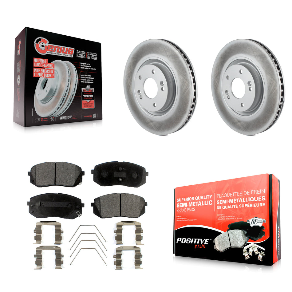 Front Coated Disc Brake Rotors And Semi-Metallic Pads Kit For Hyundai Sonata Kia Optima KGF-100454