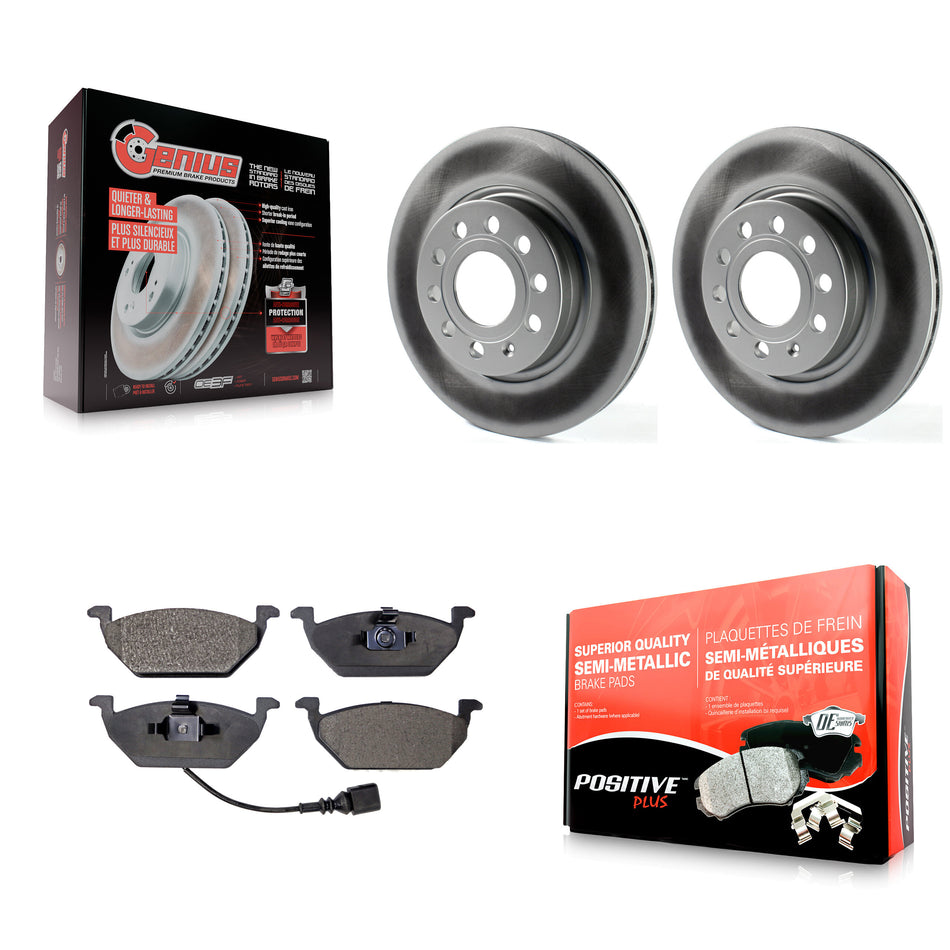 Front Coated Disc Brake Rotors And Semi-Metallic Pads Kit For 2011-2015 Volkswagen Jetta With 280mm Diameter Rotor KGF-100458
