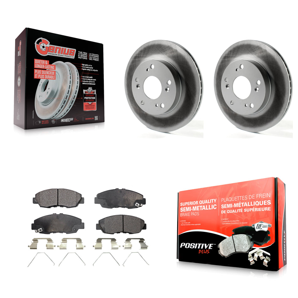 Front Coated Disc Brake Rotors And Semi-Metallic Pads Kit For Honda Civic KGF-100465