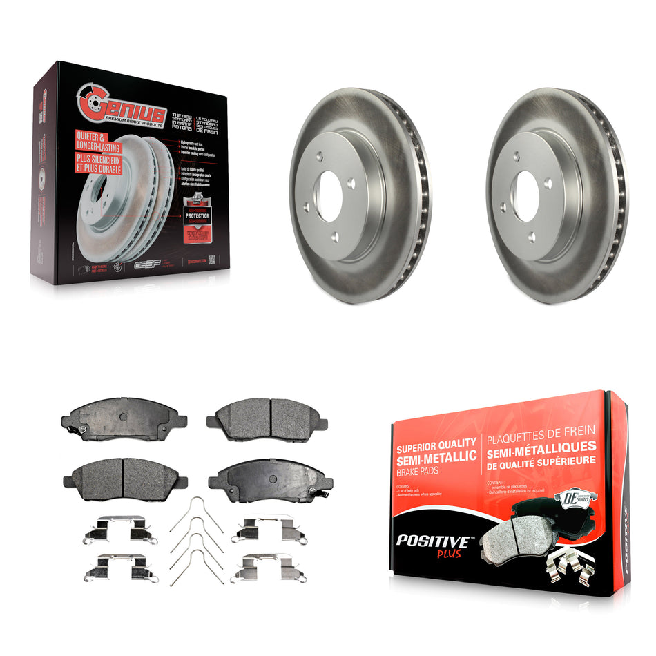 Front Coated Disc Brake Rotors And Semi-Metallic Pads Kit For Nissan Versa Note Micra KGF-100470
