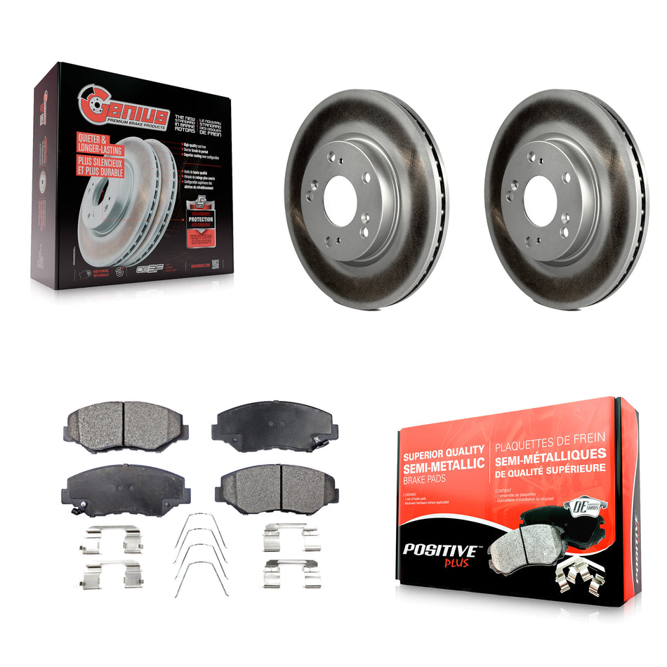Front Coated Disc Brake Rotors And Semi-Metallic Pads Kit For 2013 Acura ILX 2.0L KGF-100473