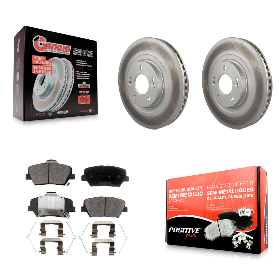 Front Coated Disc Brake Rotors And Semi-Metallic Pads Kit For Kia Sorento Hyundai Santa Fe Sport KGF-100476
