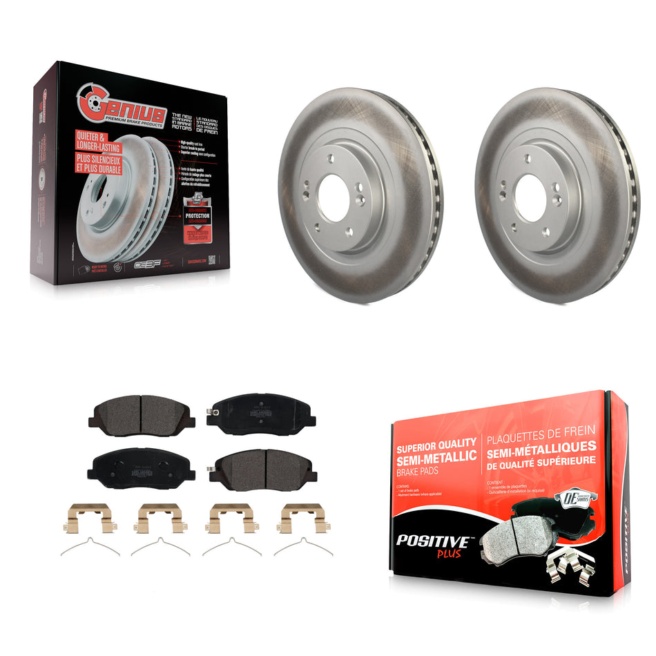 Front Coated Disc Brake Rotors And Semi-Metallic Pads Kit For Hyundai Santa Fe XL KGF-100477