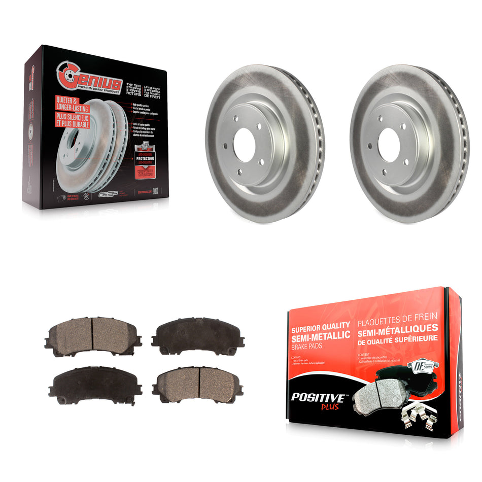 Front Coated Disc Brake Rotors And Semi-Metallic Pads Kit For INFINITI Q50 QX50 Q60 KGF-100488