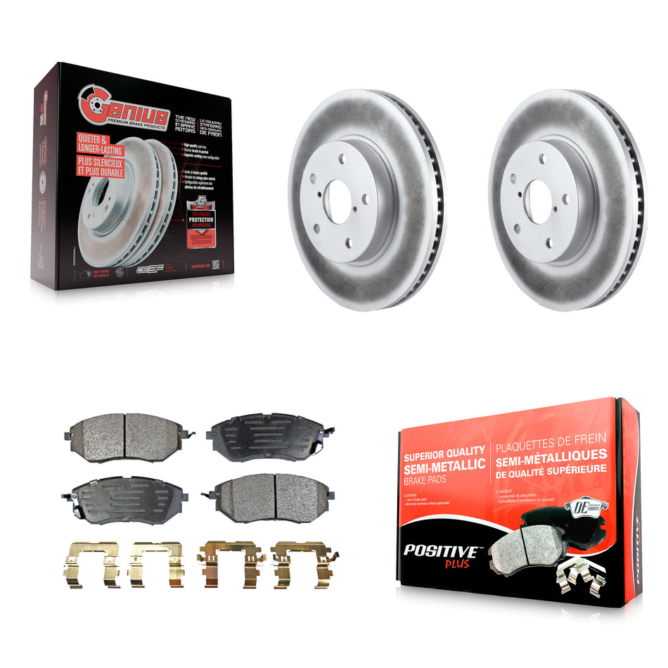 Front Coated Disc Brake Rotors And Semi-Metallic Pads Kit For 2015 Subaru Legacy 2.5L KGF-100508