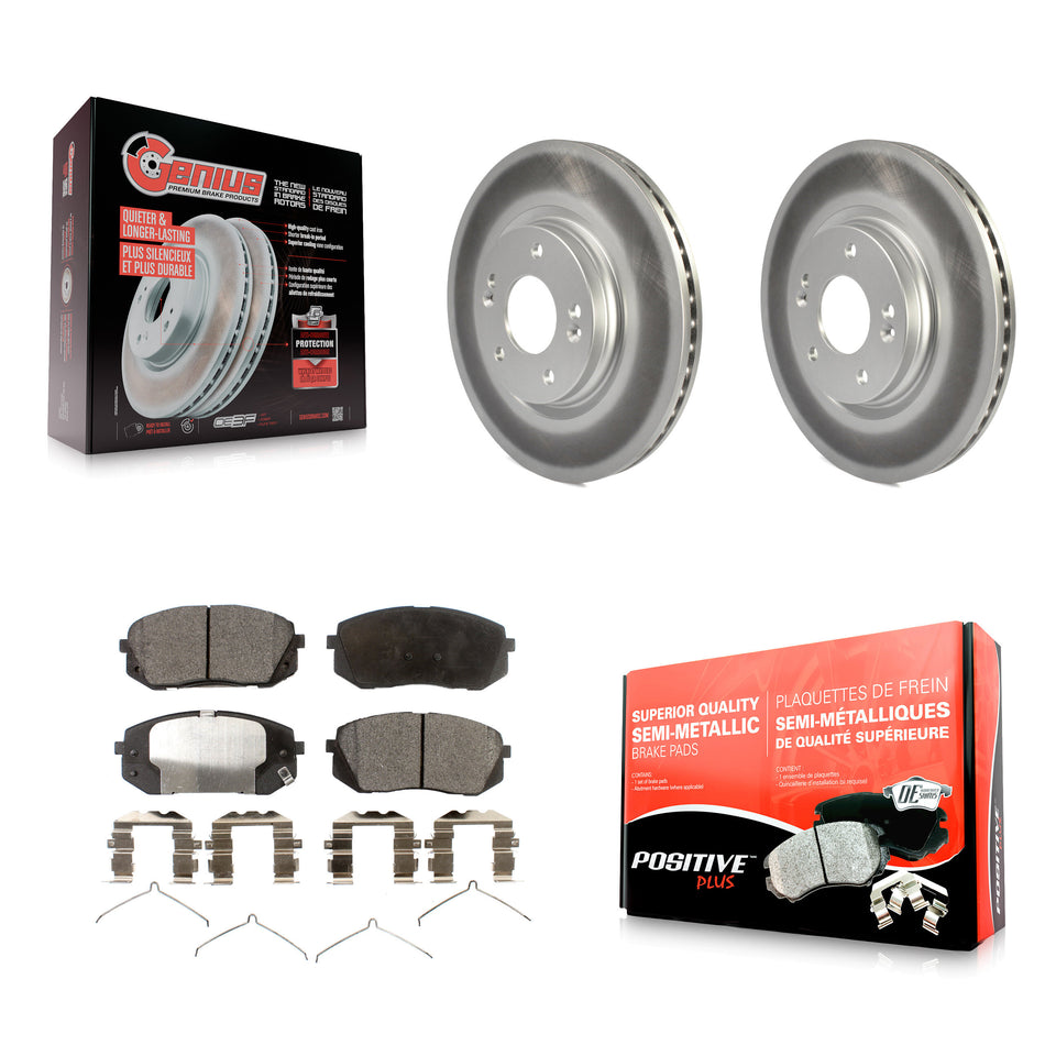 Front Coated Disc Brake Rotors And Semi-Metallic Pads Kit For Hyundai Sonata Kia Optima Niro EV Kona Electric KGF-100511