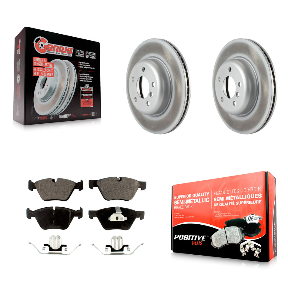 Front Coated Disc Brake Rotors And Semi-Metallic Pads Kit For BMW 528i xDrive Without Performance Brakes With 330mm Diameter Rotor KGF-100516