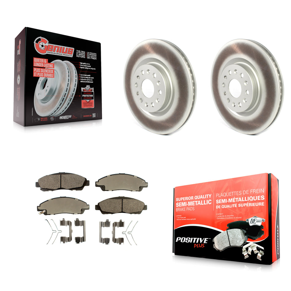 Front Coated Disc Brake Rotors And Semi-Metallic Pads Kit For Cadillac XT5 Buick Enclave XT6 KGF-100524