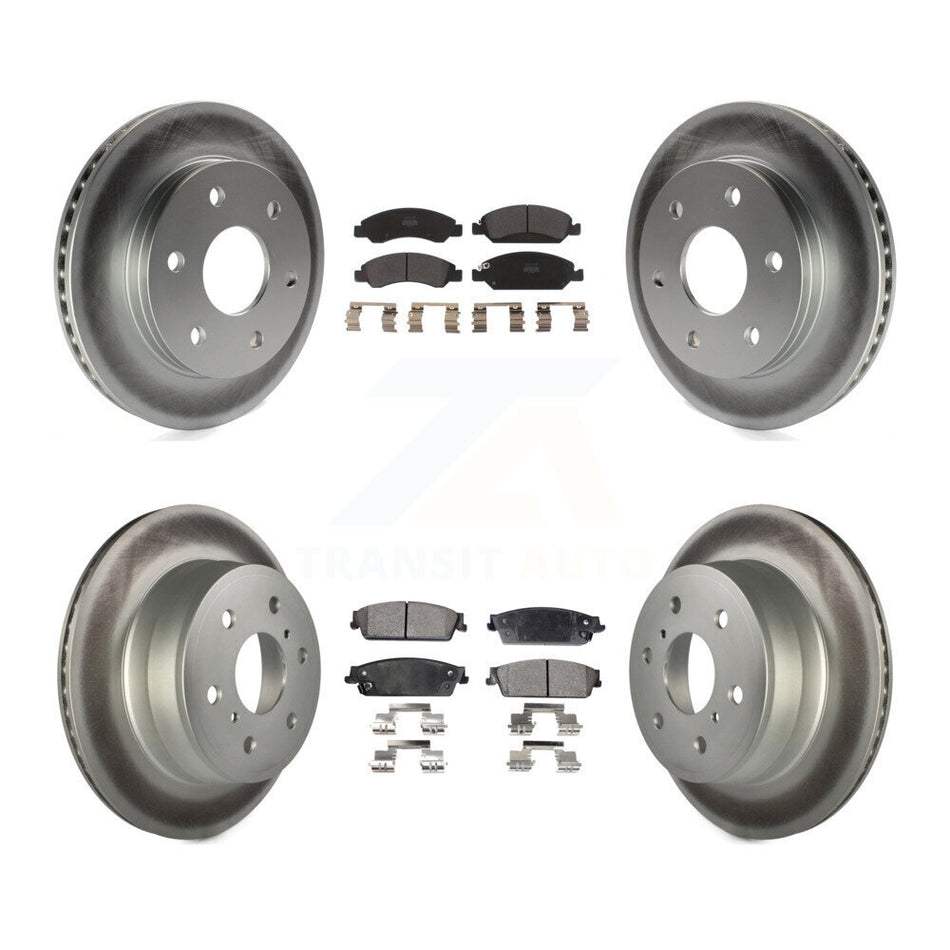 Front Rear Coated Disc Brake Rotors And Semi-Metallic Pads Kit For 2007 GMC Sierra 1500 rear brakes KGF-100551