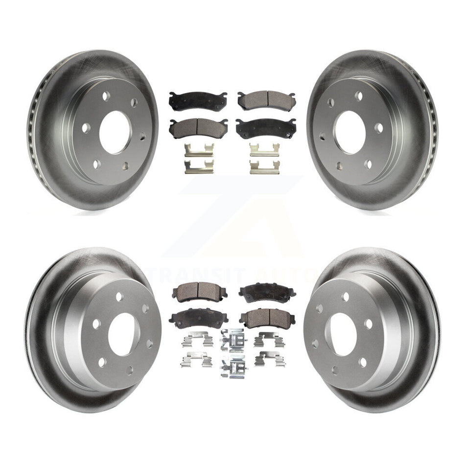 Front Rear Coated Disc Brake Rotors And Semi-Metallic Pads Kit For Chevrolet Silverado 1500 GMC Sierra Classic Suburban Tahoe Astro Yukon XL Safari KGF-100554