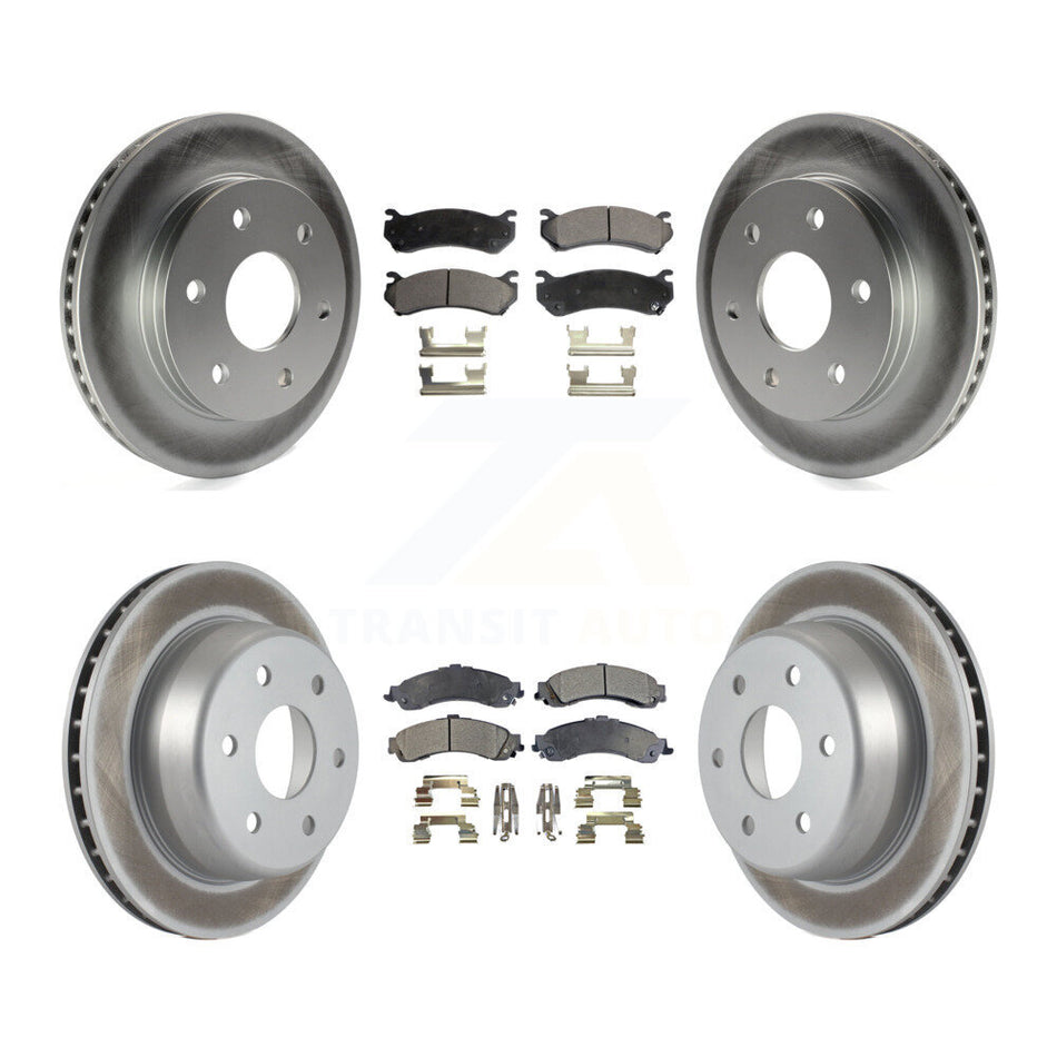 Front Rear Coated Disc Brake Rotors And Semi-Metallic Pads Kit For Chevrolet Silverado 1500 GMC Tahoe Sierra Suburban Yukon Avalanche XL Cadillac Escalade ESV EXT KGF-100558