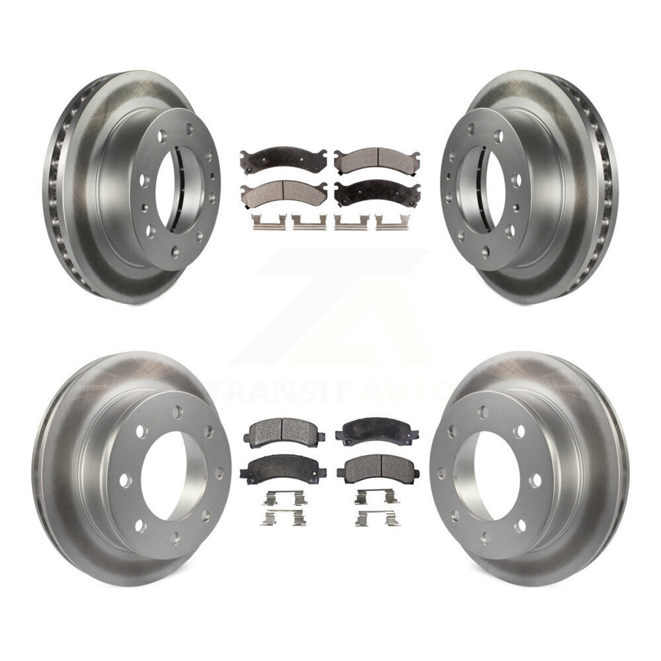 Front Rear Coated Disc Brake Rotors And Semi-Metallic Pads Kit For Chevrolet Express 2500 GMC Savana KGF-100566