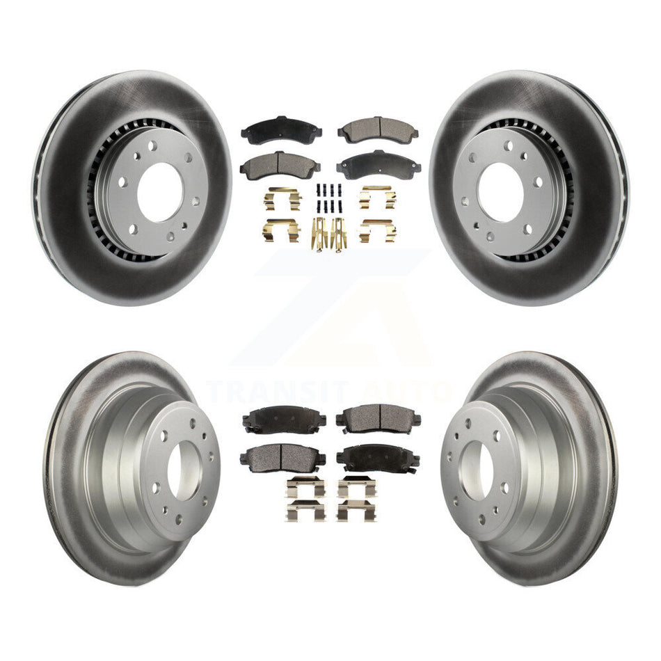 Front Rear Coated Disc Brake Rotors And Semi-Metallic Pads Kit For Chevrolet Trailblazer GMC EXT Envoy XL Buick Rainier XUV SSR Isuzu Ascender Saab 9-7x KGF-100573
