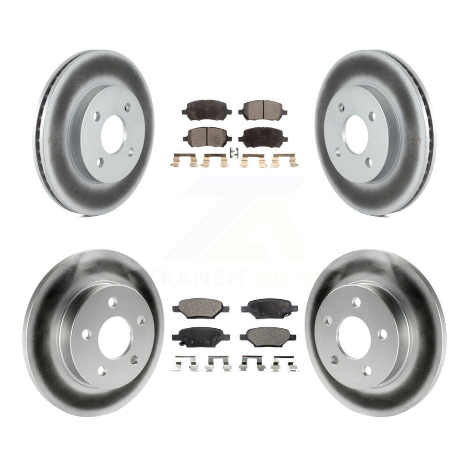 Front Rear Coated Disc Brake Rotors And Semi-Metallic Pads Kit For Pontiac G5 Pursuit KGF-100576