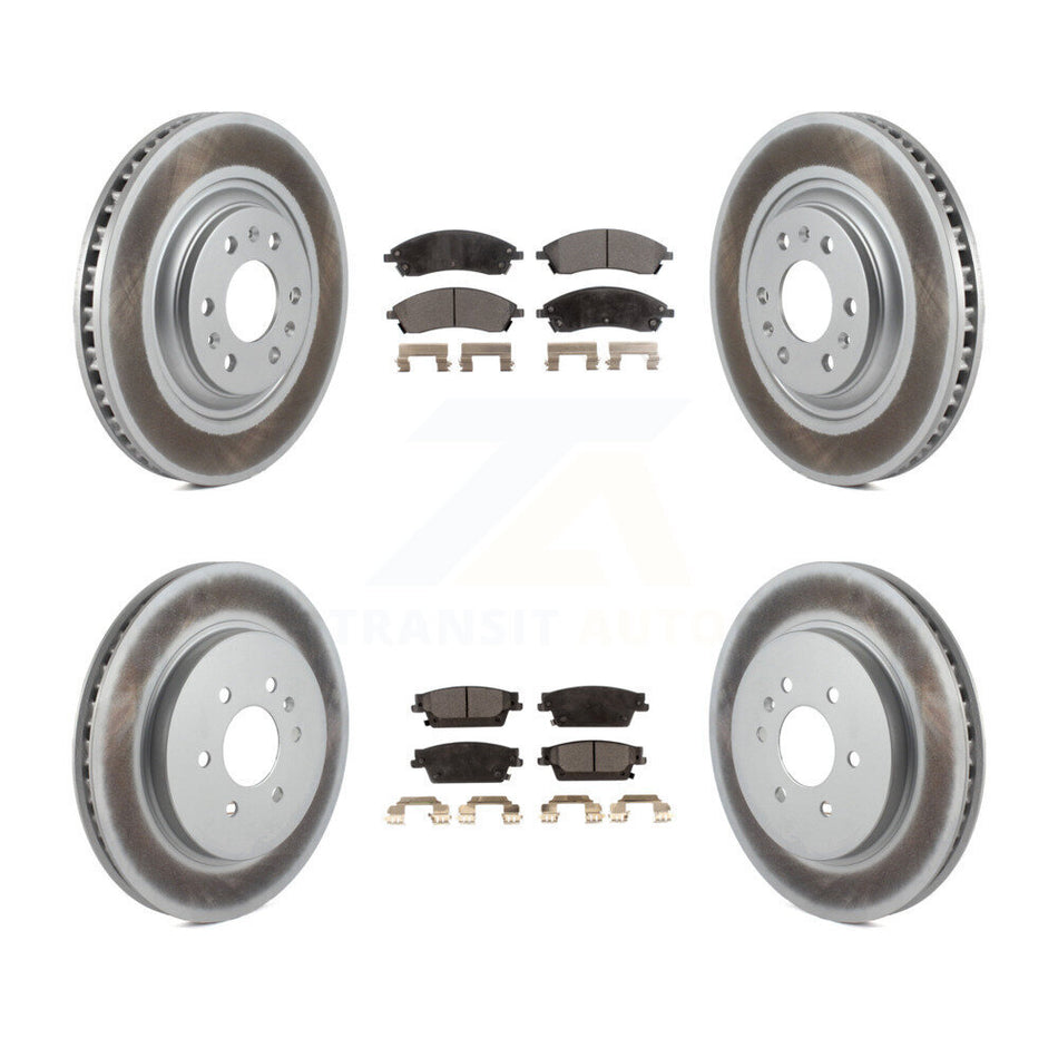 Front Rear Coated Disc Brake Rotors And Semi-Metallic Pads Kit For Cadillac SRX KGF-100586