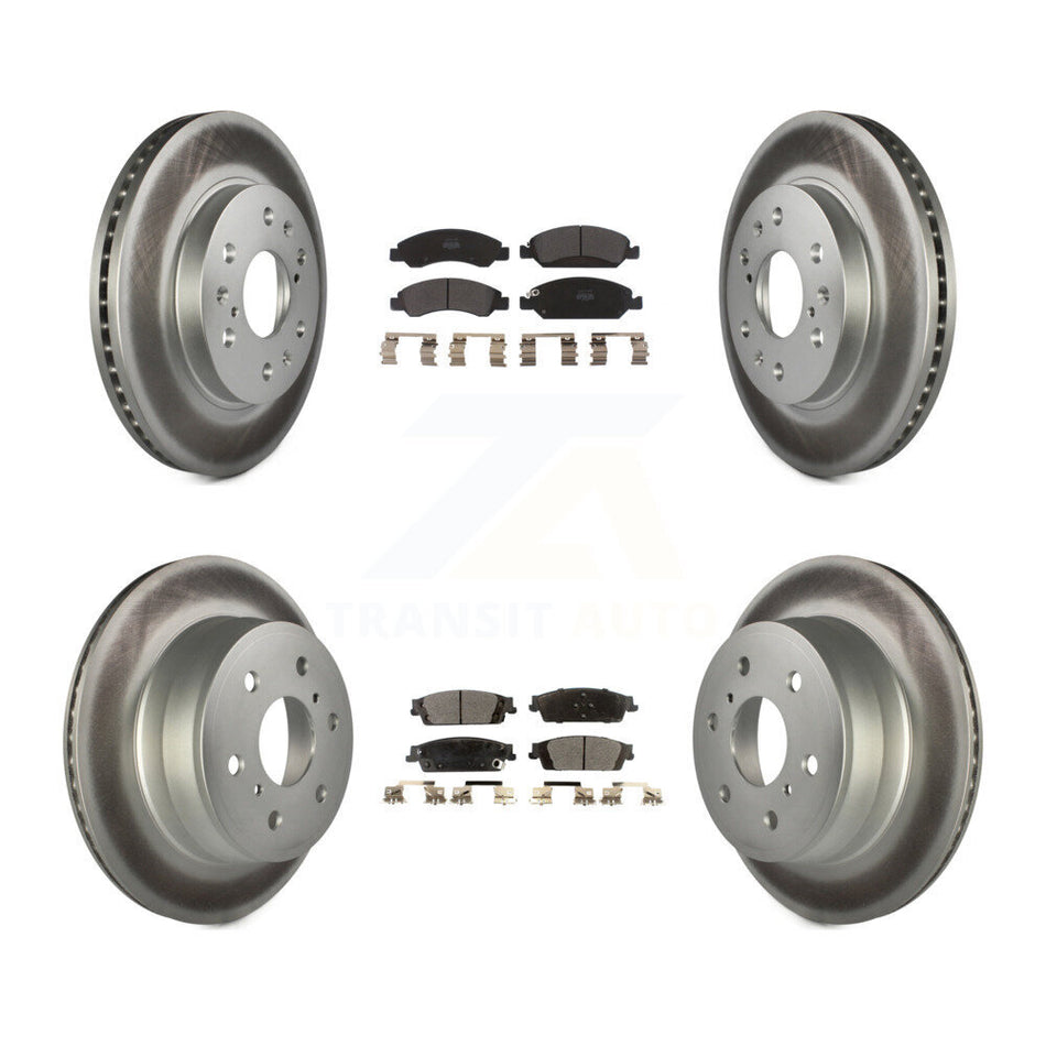 Front Rear Coated Disc Brake Rotors And Semi-Metallic Pads Kit For Chevrolet Silverado 1500 GMC Sierra Tahoe Suburban Yukon Cadillac XL Escalade ESV KGF-100592