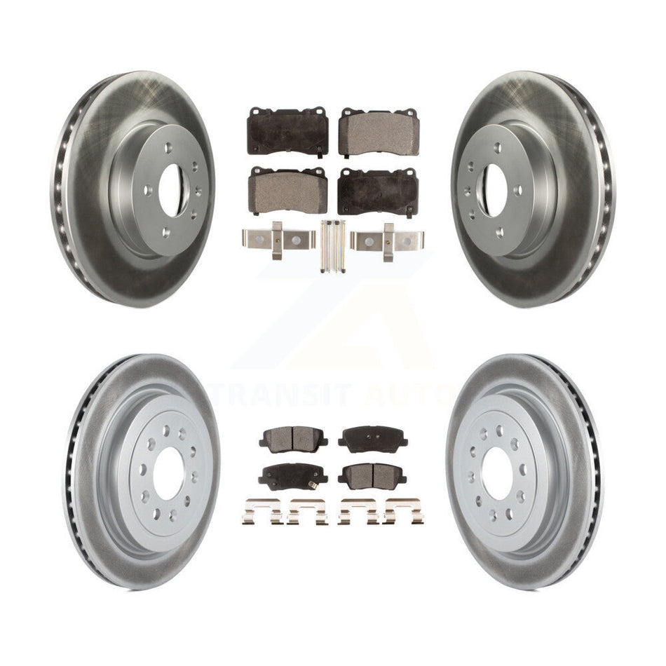 Front Rear Coated Disc Brake Rotors And Semi-Metallic Pads Kit For 2013-2015 Cadillac ATS With 321mm Diameter Rotor KGF-100625
