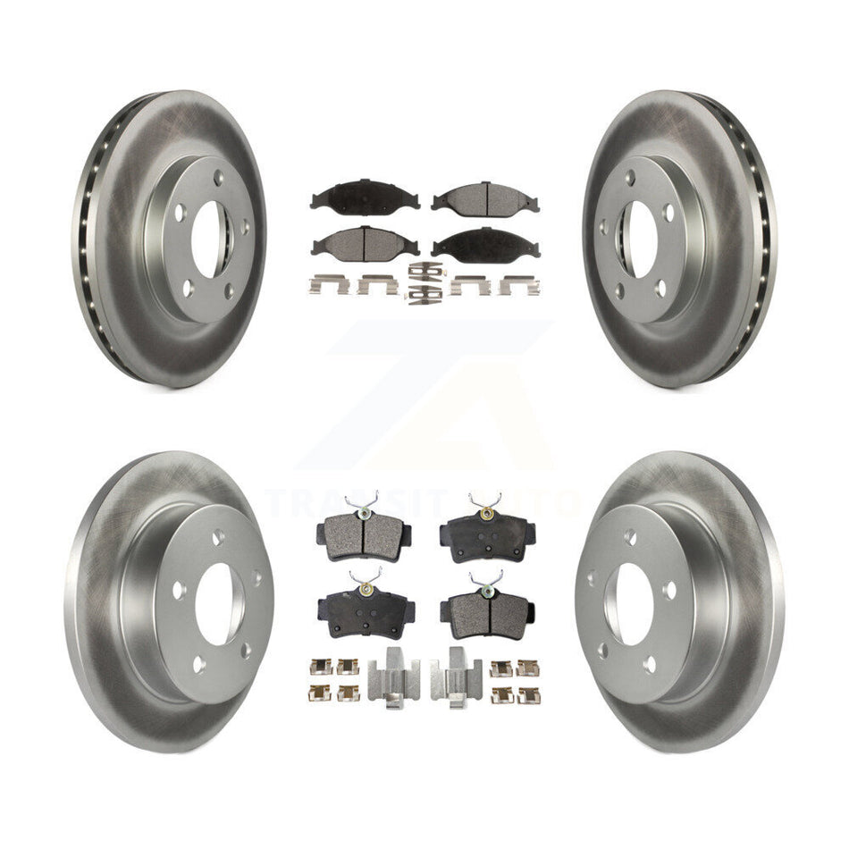Front Rear Coated Disc Brake Rotors And Semi-Metallic Pads Kit For Ford Mustang KGF-100627
