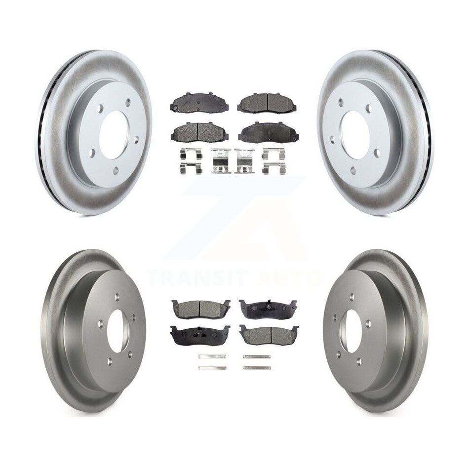 Front Rear Coated Disc Brake Rotors And Semi-Metallic Pads Kit For Ford F-150 Heritage 4WD KGF-100629