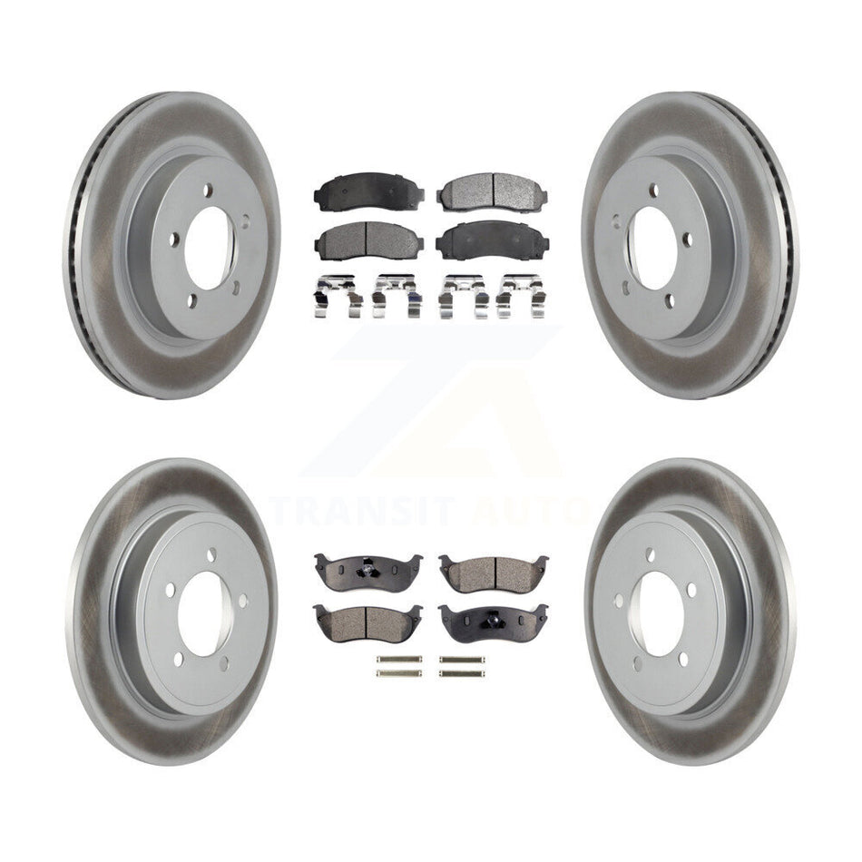 Front Rear Coated Disc Brake Rotors And Semi-Metallic Pads Kit For Ford Explorer Mercury Mountaineer KGF-100631