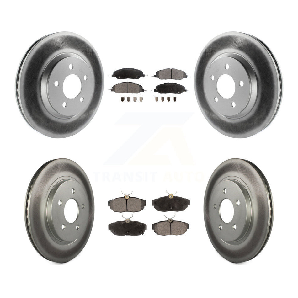 Front Rear Coated Disc Brake Rotors And Semi-Metallic Pads Kit For Ford Mustang KGF-100653