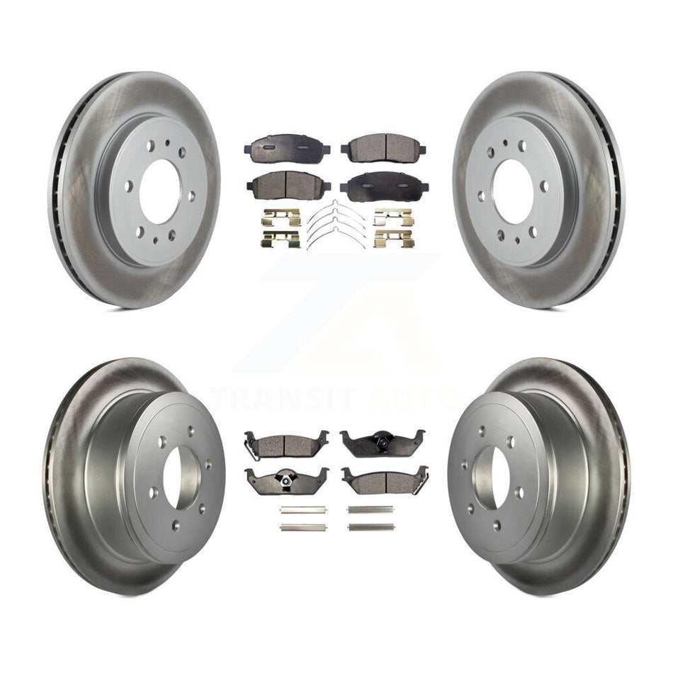 Front Rear Coated Disc Brake Rotors And Semi-Metallic Pads Kit For 2009 Ford F-150 With 6 Lug Wheels KGF-100667