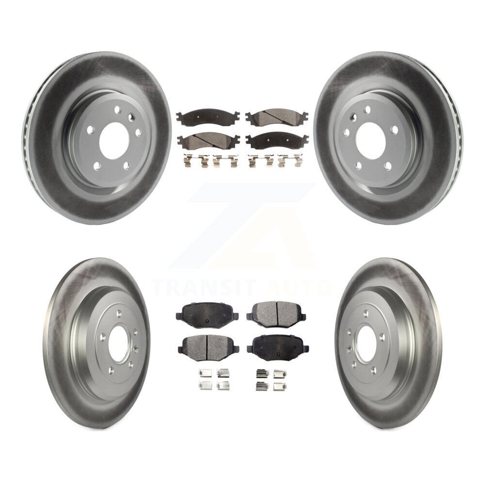 Front Rear Coated Disc Brake Rotors And Semi-Metallic Pads Kit For 2010-2012 Ford Taurus SHO KGF-100668