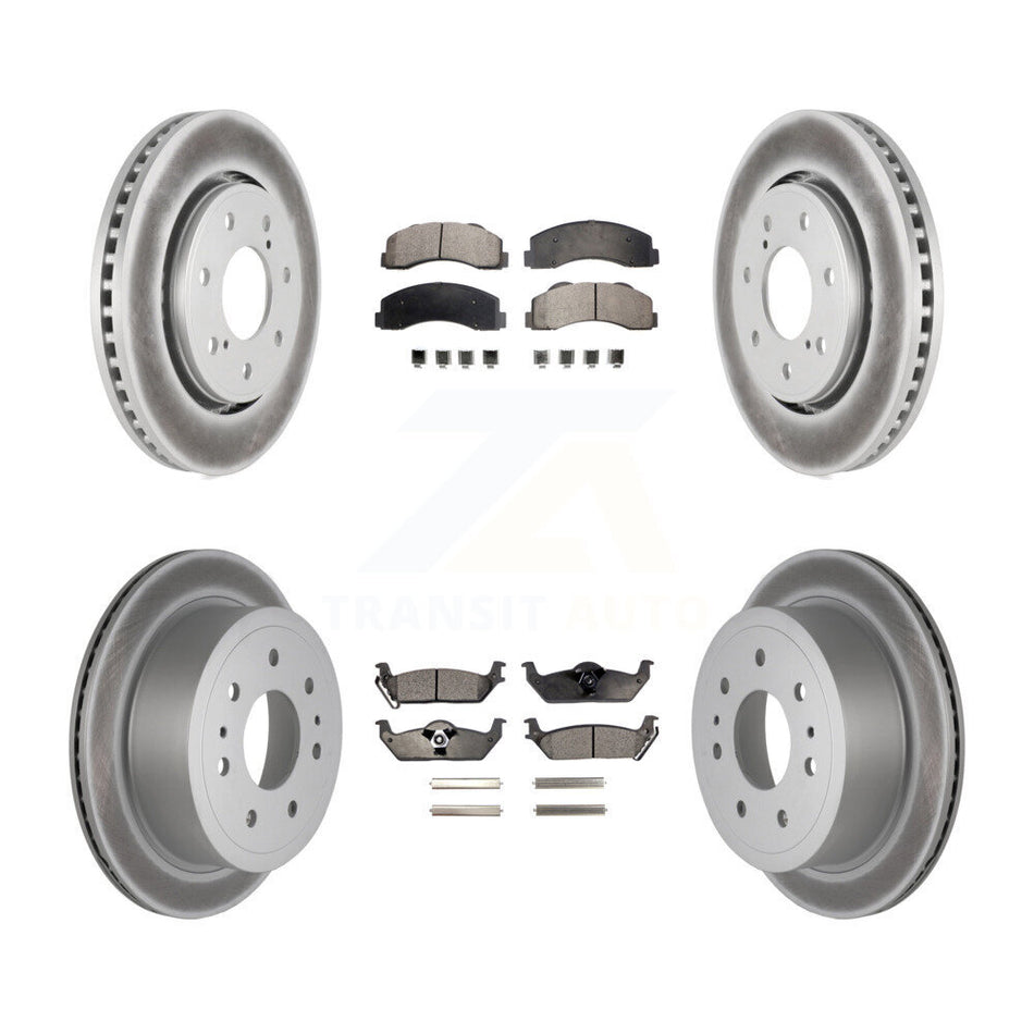 Front Rear Coated Disc Brake Rotors And Semi-Metallic Pads Kit For 2010-2011 Ford F-150 With 7 Lug Wheels KGF-100673