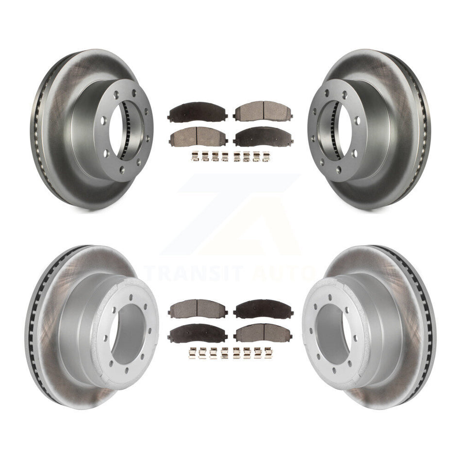 Front Rear Coated Disc Brake Rotors And Semi-Metallic Pads Kit For Ford F-250 Super Duty F-350 F-450 KGF-100685
