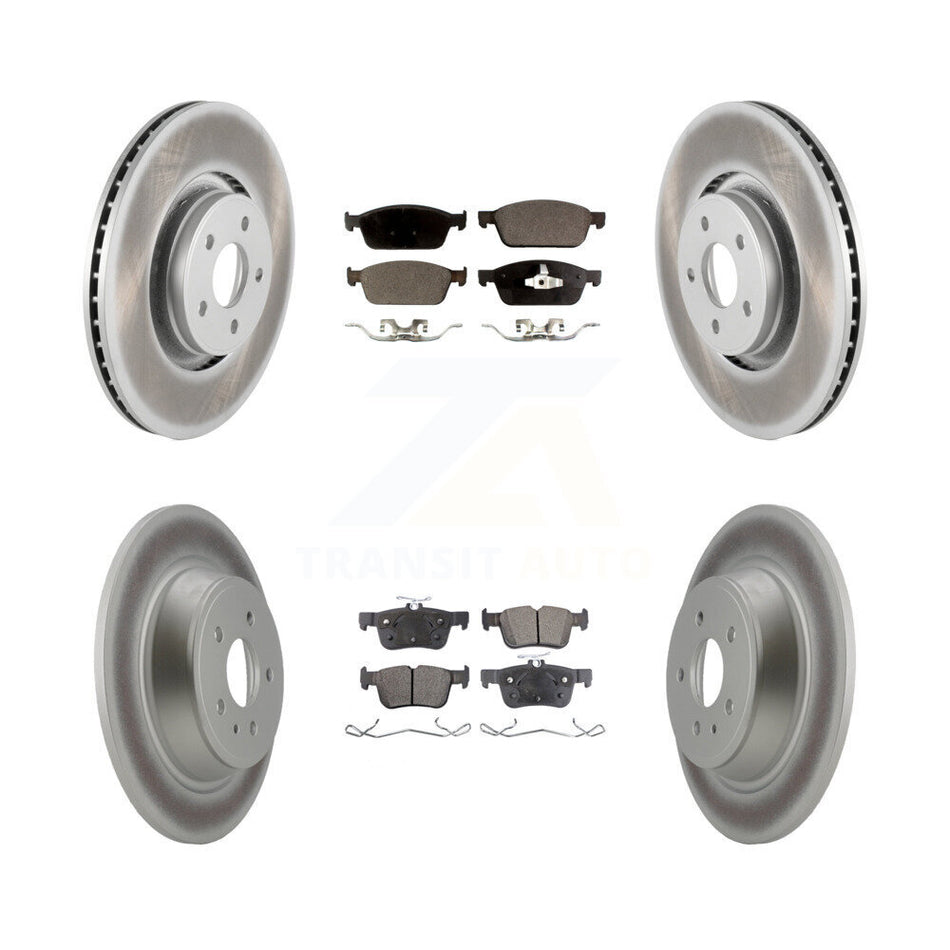 Front Rear Coated Disc Brake Rotors And Semi-Metallic Pads Kit For Lincoln MKC KGF-100689