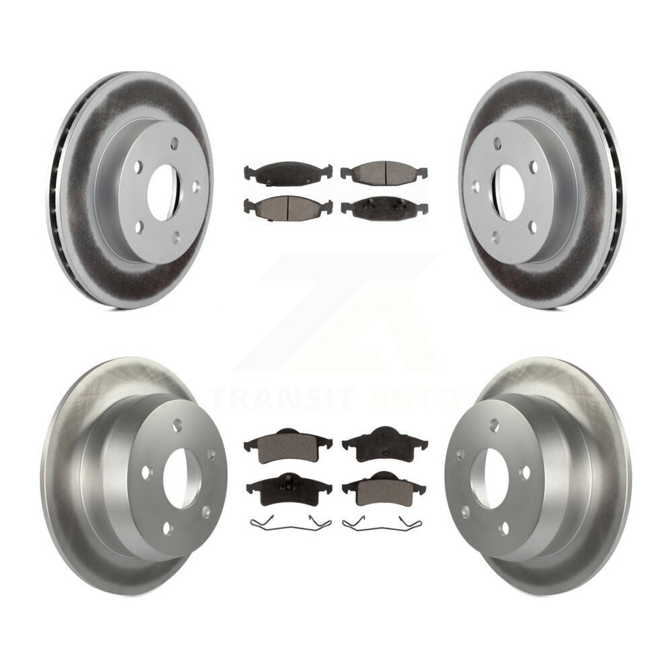 Front Rear Coated Disc Brake Rotors And Semi-Metallic Pads Kit For 1999-2002 Jeep Grand Cherokee With Teves & ATE Caliper KGF-100693