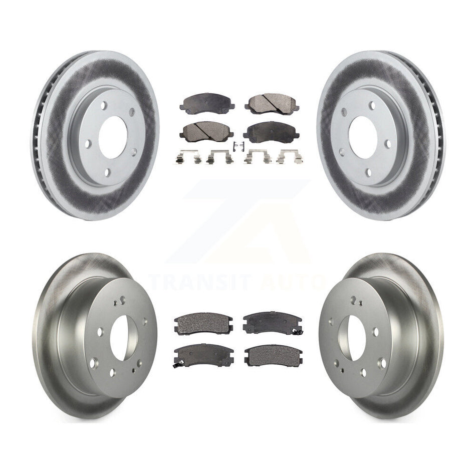 Front Rear Coated Disc Brake Rotors And Semi-Metallic Pads Kit For Mitsubishi Galant KGF-100697