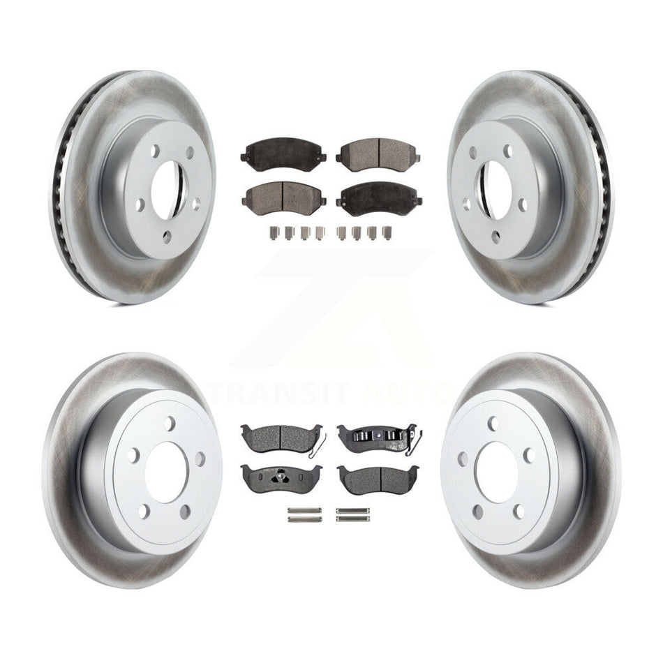 Front Rear Coated Disc Brake Rotors And Semi-Metallic Pads Kit For 2003-2007 Jeep Liberty KGF-100700