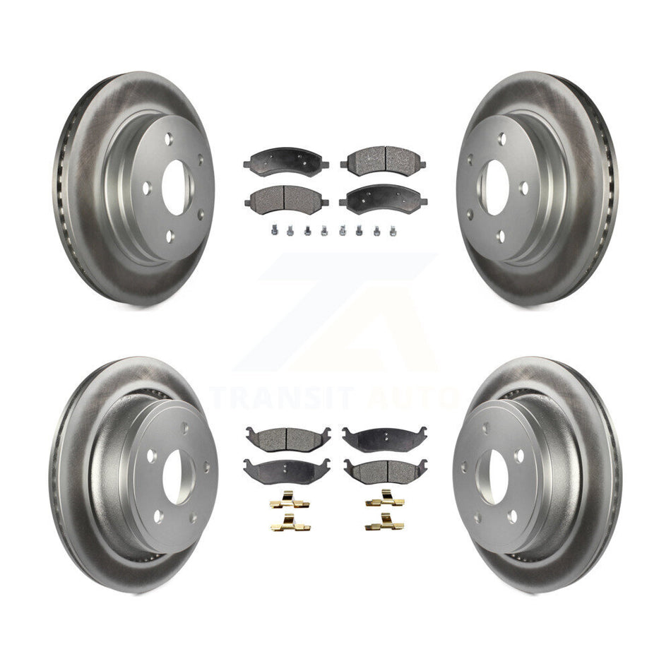 Front Rear Coated Disc Brake Rotors And Semi-Metallic Pads Kit For Ram 1500 Dodge Classic Durango Chrysler Aspen KGF-100705
