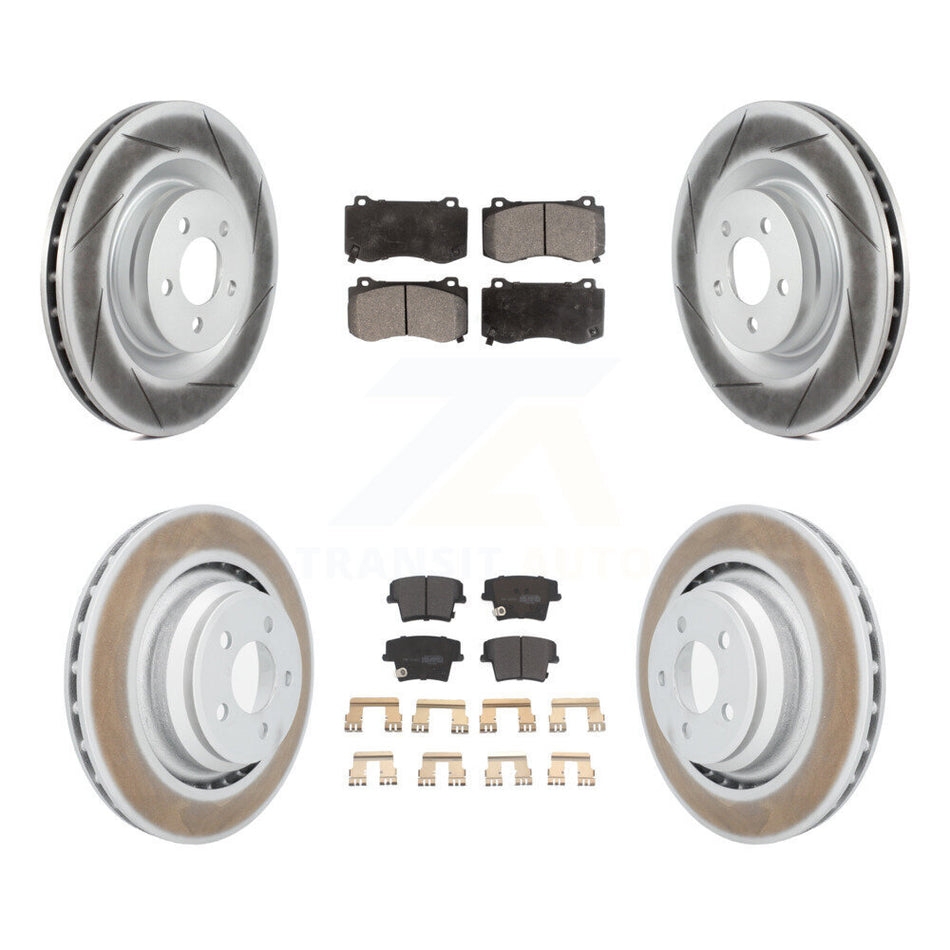 Front Rear Coated Disc Brake Rotors And Semi-Metallic Pads Kit For 2015 Dodge Charger R T Scat Pack with 6.4L KGF-100718