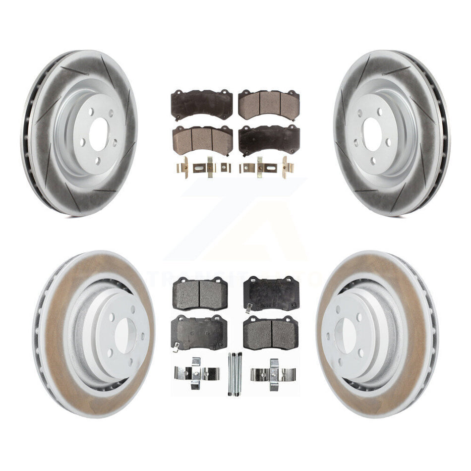 Front Rear Coated Disc Brake Rotors And Semi-Metallic Pads Kit For Dodge Challenger Charger KGF-100721