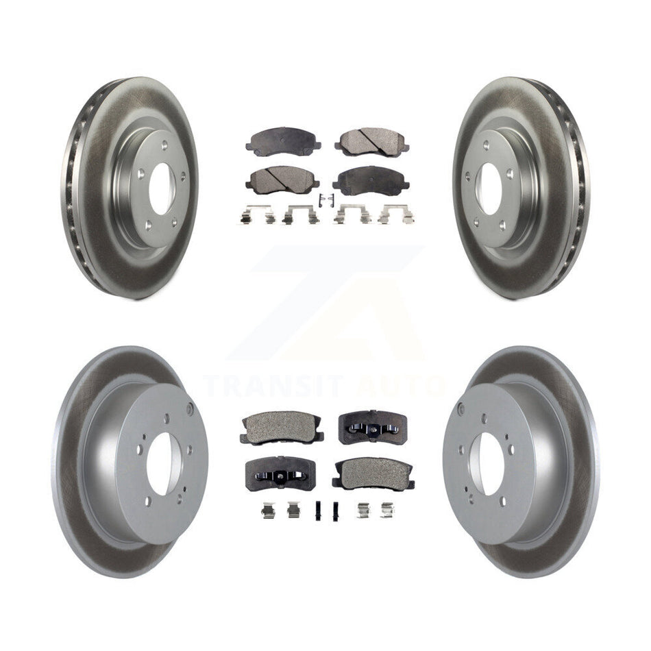 Front Rear Coated Disc Brake Rotors And Semi-Metallic Pads Kit For Mitsubishi Outlander KGF-100728