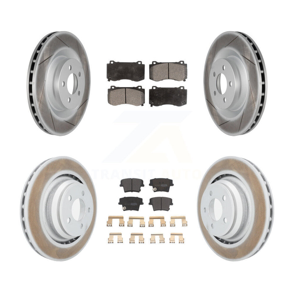 Front Rear Coated Disc Brake Rotors And Semi-Metallic Pads Kit For 2015 Dodge Charger R T Scat Pack with 6.4L KGF-100735