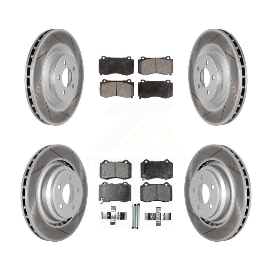 Front Rear Coated Disc Brake Rotors And Semi-Metallic Pads Kit For Dodge Charger Chrysler 300 Challenger Magnum KGF-100736