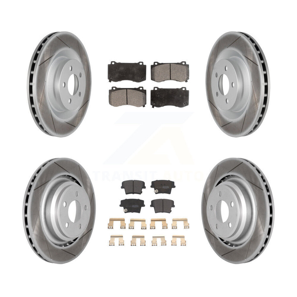 Front Rear Coated Disc Brake Rotors And Semi-Metallic Pads Kit For 2015 Dodge Charger R T Scat Pack with 6.4L KGF-100737