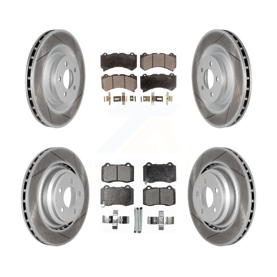 Front Rear Coated Disc Brake Rotors And Semi-Metallic Pads Kit For Dodge Challenger Charger KGF-100739