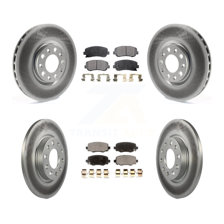 Front Rear Coated Disc Brake Rotors And Semi-Metallic Pads Kit For 2015-2017 Chrysler 200 With 305mm Diameter Rotor KGF-100748