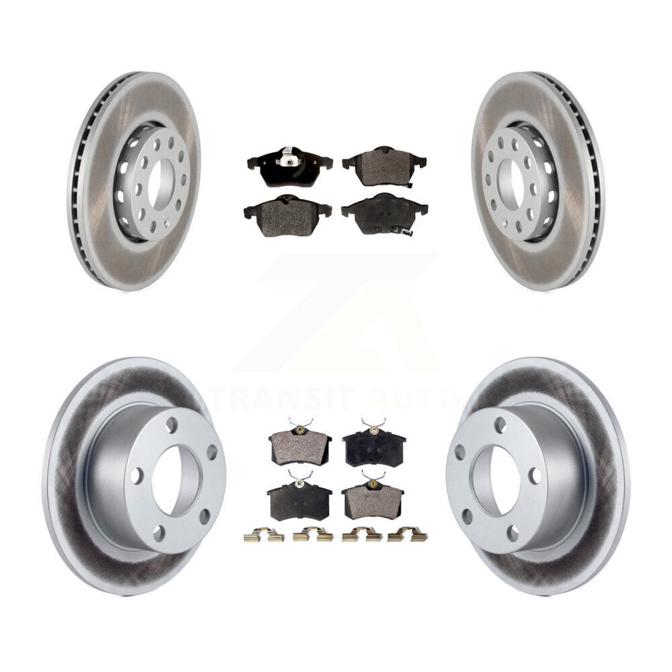 Front Rear Coated Disc Brake Rotors And Semi-Metallic Pads Kit For 1999 Volkswagen Passat FWD From Chassis VIN #3BX124708 KGF-100762