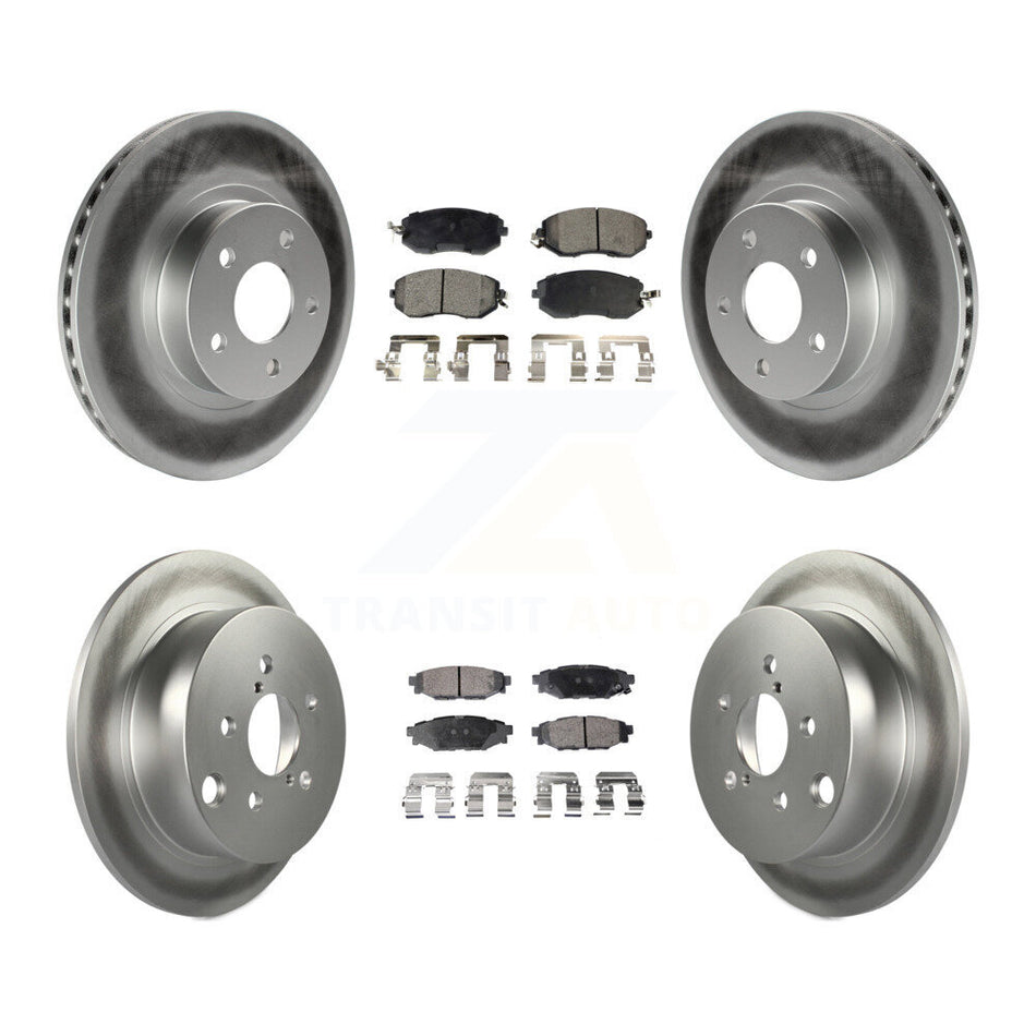Front Rear Coated Disc Brake Rotors And Semi-Metallic Pads Kit For Subaru Impreza KGF-100774