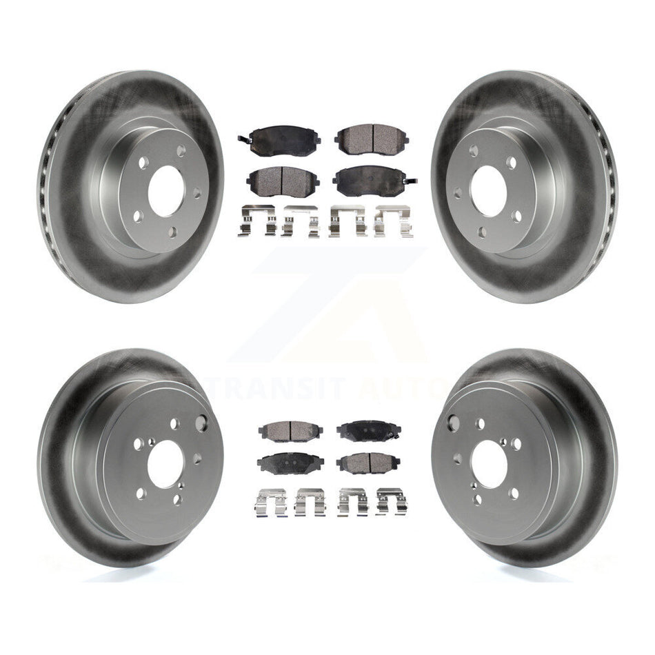 Front Rear Coated Disc Brake Rotors And Semi-Metallic Pads Kit For Subaru Impreza KGF-100781