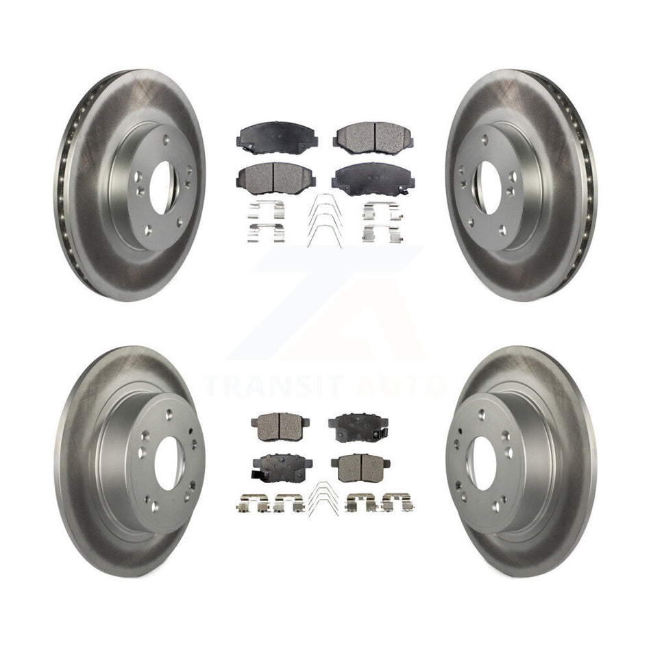 Front Rear Coated Disc Brake Rotors And Semi-Metallic Pads Kit For Honda Accord KGF-100790